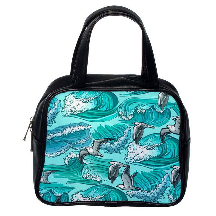 Sea waves seamless pattern Classic Handbag (One Side)