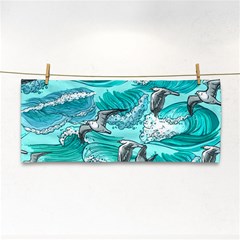 Sea Waves Seamless Pattern Hand Towel by BangZart