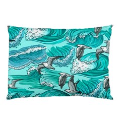 Sea Waves Seamless Pattern Pillow Case by BangZart