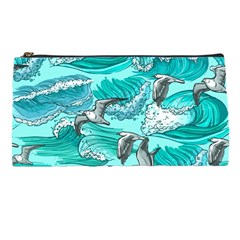 Sea Waves Seamless Pattern Pencil Case by BangZart