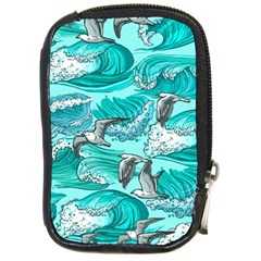 Sea Waves Seamless Pattern Compact Camera Leather Case by BangZart