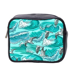 Sea Waves Seamless Pattern Mini Toiletries Bag (two Sides)