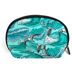 Sea Waves Seamless Pattern Accessory Pouch (large) by BangZart