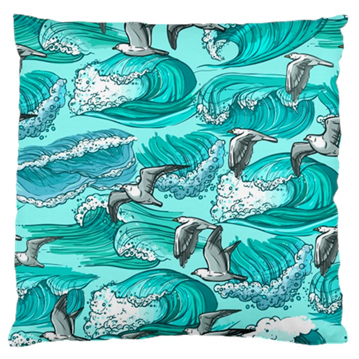 Sea waves seamless pattern Large Flano Cushion Case (One Side)