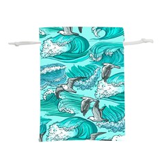 Sea Waves Seamless Pattern Lightweight Drawstring Pouch (s) by BangZart