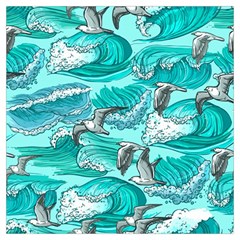 Sea Waves Seamless Pattern Long Sheer Chiffon Scarf 