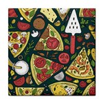 Vector seamless pizza slice pattern hand drawn pizza illustration great background Tile Coaster Front