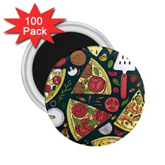 Vector Seamless Pizza Slice Pattern Hand Drawn Pizza Illustration Great Background 2 25  Magnets (100 Pack)  by BangZart