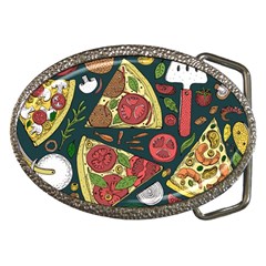 Vector Seamless Pizza Slice Pattern Hand Drawn Pizza Illustration Great Background Belt Buckles by BangZart