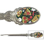 Vector seamless pizza slice pattern hand drawn pizza illustration great background Letter Opener Front