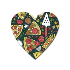 Vector Seamless Pizza Slice Pattern Hand Drawn Pizza Illustration Great Background Heart Magnet by BangZart