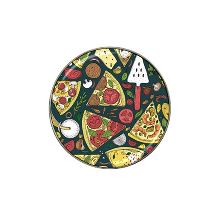 Vector seamless pizza slice pattern hand drawn pizza illustration great background Hat Clip Ball Marker