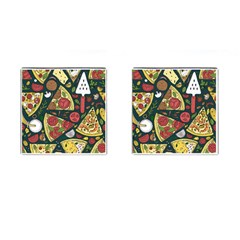 Vector Seamless Pizza Slice Pattern Hand Drawn Pizza Illustration Great Background Cufflinks (square) by BangZart