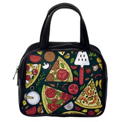 Vector Seamless Pizza Slice Pattern Hand Drawn Pizza Illustration Great Background Classic Handbag (one Side) by BangZart