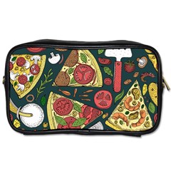 Vector Seamless Pizza Slice Pattern Hand Drawn Pizza Illustration Great Background Toiletries Bag (one Side) by BangZart