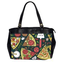 Vector Seamless Pizza Slice Pattern Hand Drawn Pizza Illustration Great Background Oversize Office Handbag (2 Sides) by BangZart