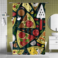 Vector Seamless Pizza Slice Pattern Hand Drawn Pizza Illustration Great Background Shower Curtain 48  X 72  (small)  by BangZart