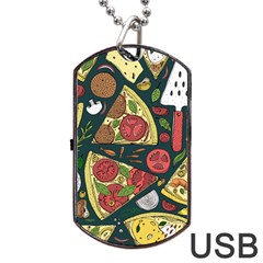 Vector Seamless Pizza Slice Pattern Hand Drawn Pizza Illustration Great Background Dog Tag Usb Flash (one Side) by BangZart