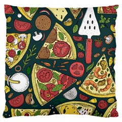 Vector Seamless Pizza Slice Pattern Hand Drawn Pizza Illustration Great Background Large Cushion Case (two Sides) by BangZart