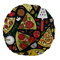 Vector Seamless Pizza Slice Pattern Hand Drawn Pizza Illustration Great Background Large 18  Premium Round Cushions by BangZart