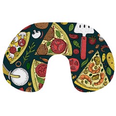 Vector Seamless Pizza Slice Pattern Hand Drawn Pizza Illustration Great Background Travel Neck Pillow by BangZart