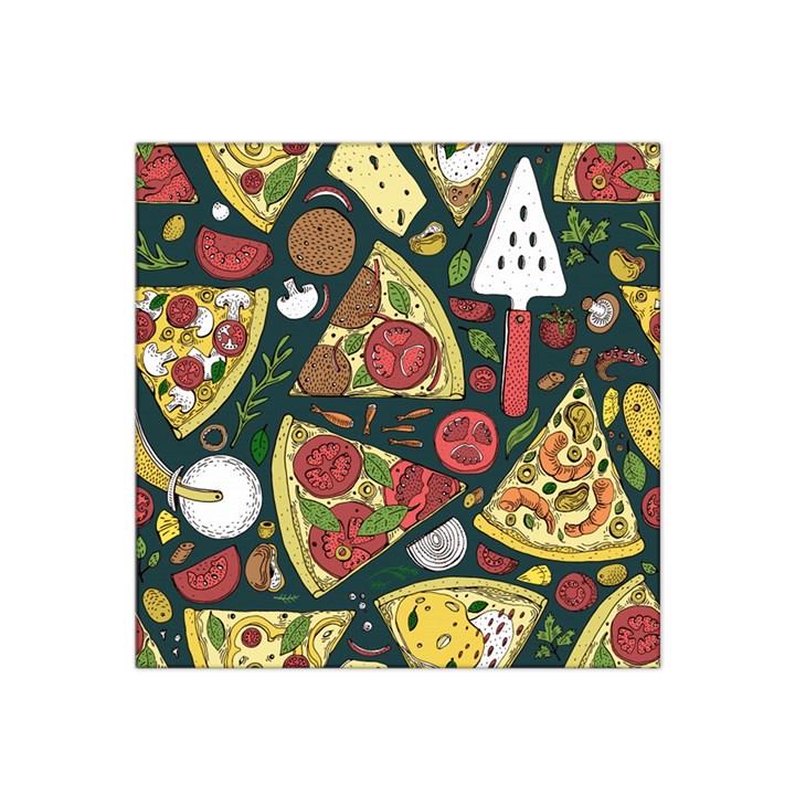 Vector seamless pizza slice pattern hand drawn pizza illustration great background Satin Bandana Scarf