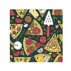 Vector Seamless Pizza Slice Pattern Hand Drawn Pizza Illustration Great Background Small Satin Scarf (square) by BangZart