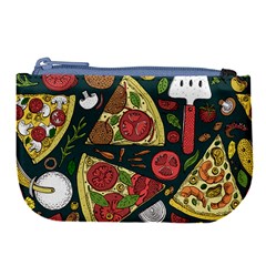 Vector Seamless Pizza Slice Pattern Hand Drawn Pizza Illustration Great Background Large Coin Purse by BangZart