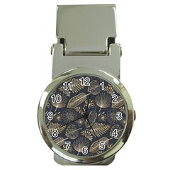 Elegant Pattern With Golden Tropical Leaves Money Clip Watches