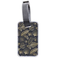 Elegant Pattern With Golden Tropical Leaves Luggage Tag (two Sides) by BangZart