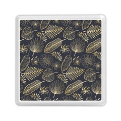 Elegant Pattern With Golden Tropical Leaves Memory Card Reader (square) by BangZart