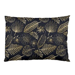 Elegant Pattern With Golden Tropical Leaves Pillow Case (two Sides) by BangZart