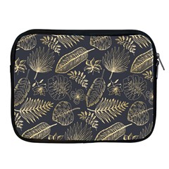 Elegant Pattern With Golden Tropical Leaves Apple Ipad 2/3/4 Zipper Cases by BangZart