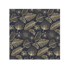 Elegant Pattern With Golden Tropical Leaves Small Satin Scarf (square) by BangZart