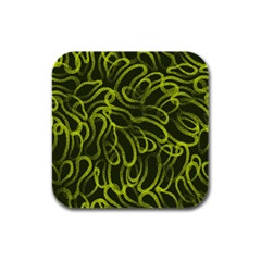 Green Abstract Stippled Repetitive Fashion Seamless Pattern Rubber Square Coaster (4 Pack)  by BangZart