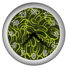 Green Abstract Stippled Repetitive Fashion Seamless Pattern Wall Clock (silver) by BangZart