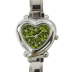 Green Abstract Stippled Repetitive Fashion Seamless Pattern Heart Italian Charm Watch