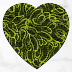 Green Abstract Stippled Repetitive Fashion Seamless Pattern Jigsaw Puzzle (heart) by BangZart