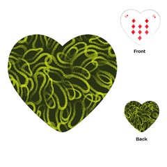 Green Abstract Stippled Repetitive Fashion Seamless Pattern Playing Cards Single Design (heart) by BangZart