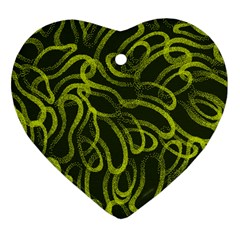 Green Abstract Stippled Repetitive Fashion Seamless Pattern Heart Ornament (two Sides) by BangZart