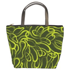 Green Abstract Stippled Repetitive Fashion Seamless Pattern Bucket Bag by BangZart