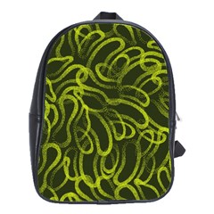 Green Abstract Stippled Repetitive Fashion Seamless Pattern School Bag (large) by BangZart