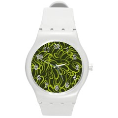 Green Abstract Stippled Repetitive Fashion Seamless Pattern Round Plastic Sport Watch (m) by BangZart