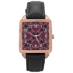 Seamless Pattern With Flowers Oriental Style Mandala Rose Gold Leather Watch  by BangZart