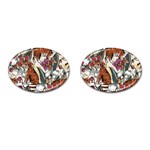 Natural seamless pattern with tiger blooming orchid Cufflinks (Oval) Front(Pair)