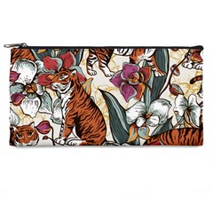 Natural Seamless Pattern With Tiger Blooming Orchid Pencil Case by BangZart