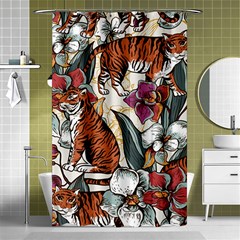 Natural Seamless Pattern With Tiger Blooming Orchid Shower Curtain 48  X 72  (small)  by BangZart