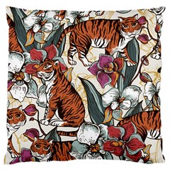 Natural Seamless Pattern With Tiger Blooming Orchid Large Cushion Case (one Side) by BangZart