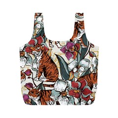 Natural Seamless Pattern With Tiger Blooming Orchid Full Print Recycle Bag (m) by BangZart