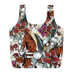 Natural Seamless Pattern With Tiger Blooming Orchid Full Print Recycle Bag (l) by BangZart